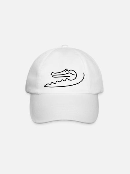 Alligator Line Art - Minimalistisch - Baseballkappe - Weiß/Weiß