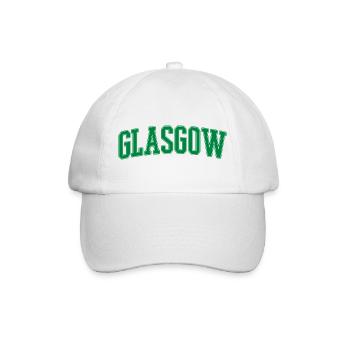 Glasgow Schriftzug Grün Vintage - Baseballkappe - Weiß/Weiß - Vorne