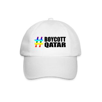 Boycott Qatar Spruch Sprüche Regenbogen - Baseballkappe - Weiß/Weiß - Vorne