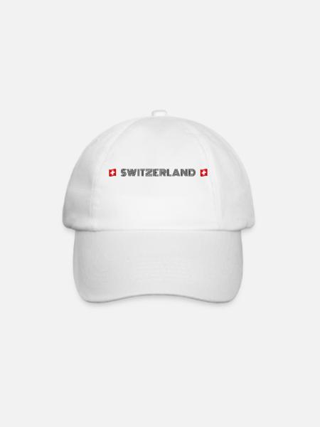 Schweiz – Schweizer Flaggen - Baseballkappe - Weiß/Weiß