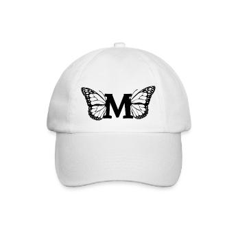 Buchstabe M Schmetterling - Baseballkappe - Weiß/Weiß - Vorne
