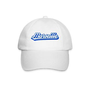 Marseille Retro Blau Script - Baseballkappe - Weiß/Weiß - Vorne