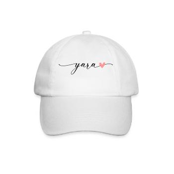 Yara Name Vorname Kalligrafie Schrift - Baseballkappe - Weiß/Weiß - Vorne