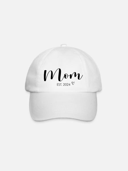 Mama seit 2024 Mom est 2024 Mutter Schwanger Baby - Baseballkappe - Weiß/Weiß