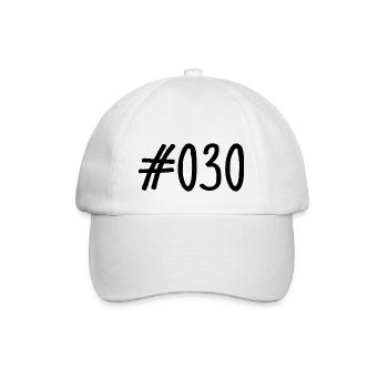 #030 - Hashtag 030 - Vorwahl - Berlin - Hauptstadt - Baseballkappe - Weiß/Weiß - Vorne