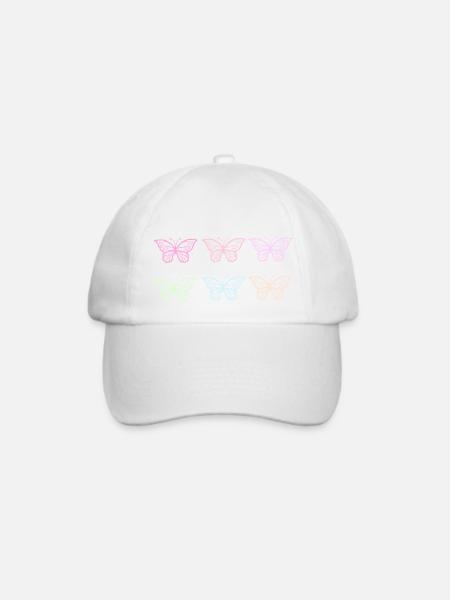 Niedliches Schmetterlingsmuster - Baseballkappe - Weiß/Weiß