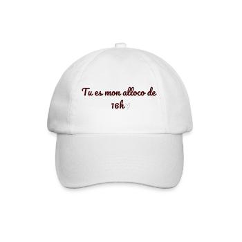 Ivorisches Humor-T-Shirt mit der Aufschrift "Du bist mein 16 Uhr Alloco - Baseballkappe - Weiß/Weiß - Vorne