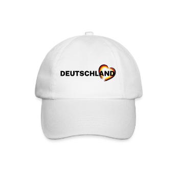 Deutschland – Herz in Schwarz Rot Gold - Baseballkappe - Weiß/Weiß - Vorne