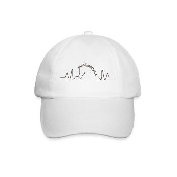 EKG-Linie Pferdeherzschlag-Reiten - Baseballkappe - Weiß/Weiß - Vorne