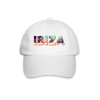 Ibiza Insel Strand Retro Palmen Vintage Souvenir - Baseballkappe - Weiß/Weiß - Vorne