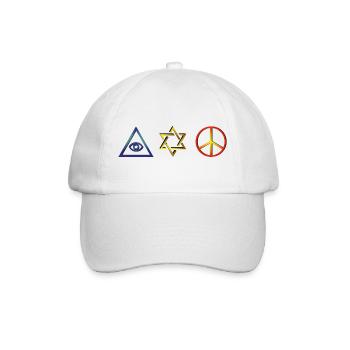 Symbole von Glauben und Frieden – Mystisches Design - Baseballkappe - Weiß/Weiß - Vorne