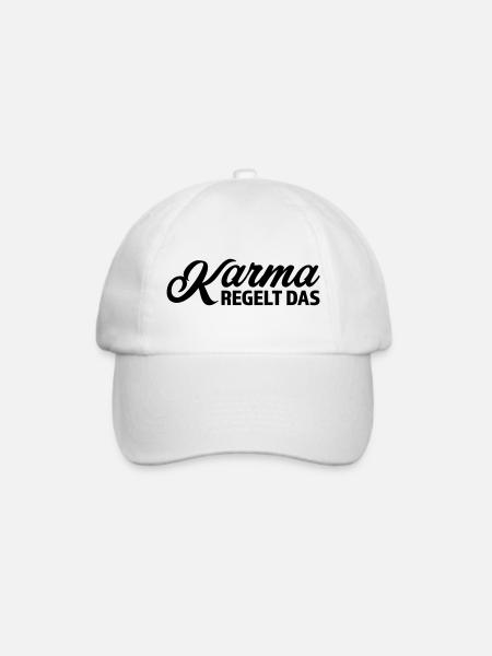 Karma regelt das Spruch T-Shirt - Baseballkappe - Weiß/Weiß