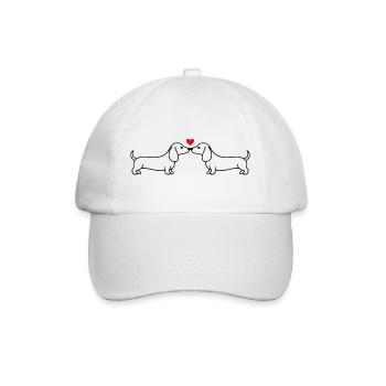 Verliebte Dackel und rotes Herz – ein paar Hunde - Baseballkappe - Weiß/Weiß - Vorne
