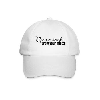 Buchdesign Open A Book, grow your minds - Baseballkappe - Weiß/Weiß - Vorne