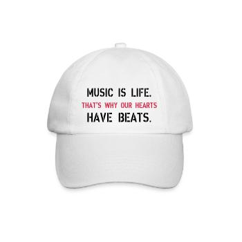 Music Is Life - Baseballkappe - Weiß/Weiß - Vorne