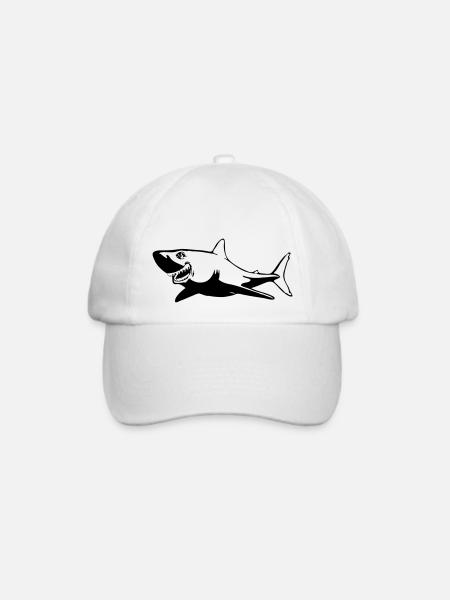Hai Fisch gefährlich - Baseballkappe - Weiß/Weiß
