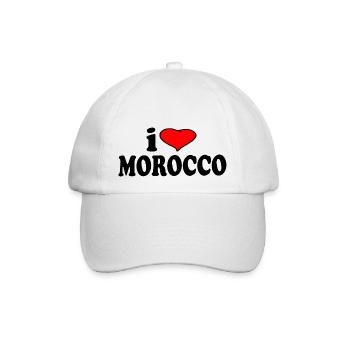 Marokko - Ich Liebe Marokko - Baseballkappe - Weiß/Weiß - Vorne