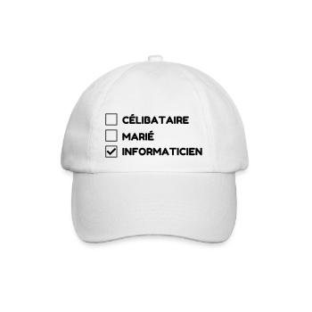 Computer / Informatiker / Aussenseiter / Ingenieur - Baseballkappe - Weiß/Weiß - Vorne