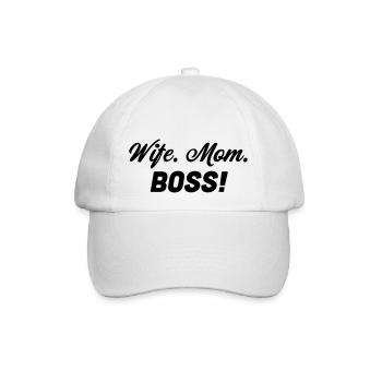 wife. mom. boss! - Baseballkappe - Weiß/Weiß - Vorne