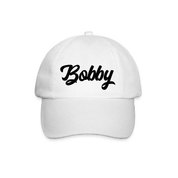 Bobby benutzerdefinierte Text Geburtstagsname - Baseballkappe - Weiß/Weiß - Vorne