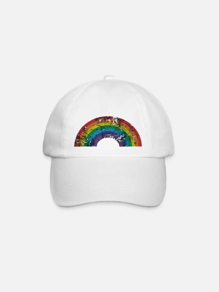 Rainbow Vintage Retro 80er Jahre Style Gay Pride - Baseballkappe - Weiß/Weiß