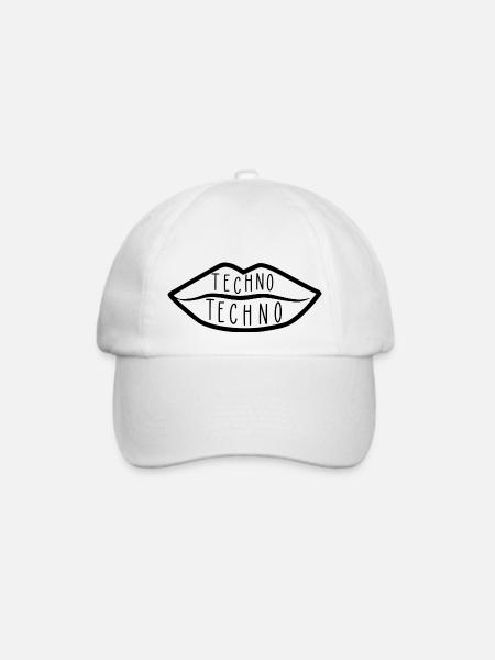 Techno auf den Lippen - Baseballkappe - Weiß/Weiß