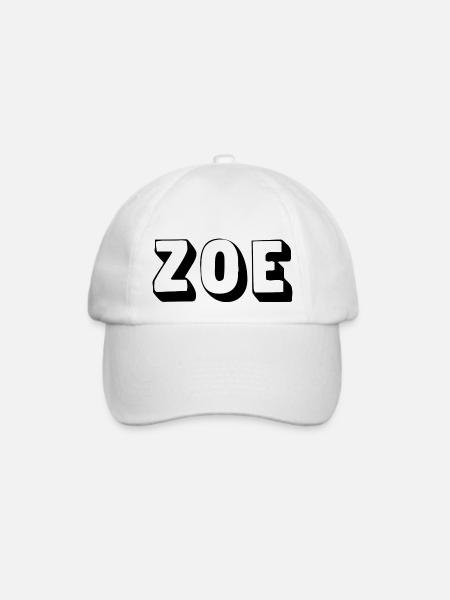 Name -Zoe - Baseballkappe - Weiß/Weiß