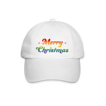 LGBTQI Regenbogen Merry Christmas Sternchen - Baseballkappe - Weiß/Weiß - Vorne