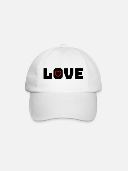 Love Heart red - Baseballkappe - Weiß/Weiß