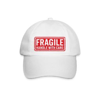 Fragile Handle with Care Versandetikett - Baseballkappe - Weiß/Weiß - Vorne