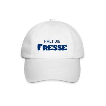 Halt die Fresse - Cooler Spruch - Schweigen - Baseballkappe - Weiß/Weiß - Vorne