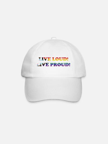 Queer - Live Loud - Live Proud - Baseballkappe - Weiß/Weiß