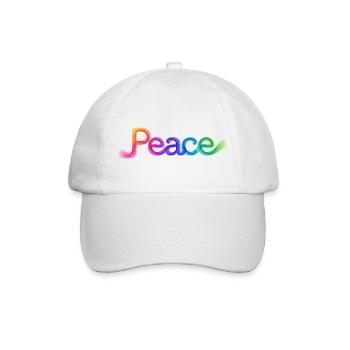 Farbige Peace-Schrift im Pfeildesign - Baseballkappe - Weiß/Weiß - Vorne