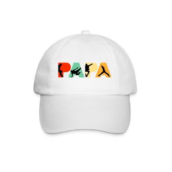 Parkour-Papa lustiger Retro-Freilauf-Papa - Baseballkappe - Weiß/Weiß - Vorne