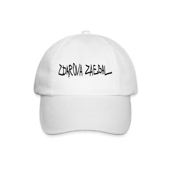 „Zdarova zaebal“ (здaрoвa заебал) ist eine Gruß - Baseballkappe - Weiß/Weiß - Vorne