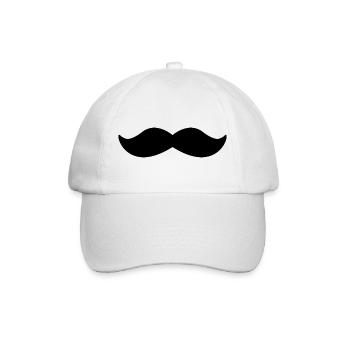 Schnurrbart - Baseballkappe - Weiß/Weiß - Vorne
