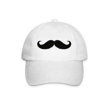 Schnurrbart - Mustache - Schnauzbart - Baseballkappe - Weiß/Weiß - Vorne