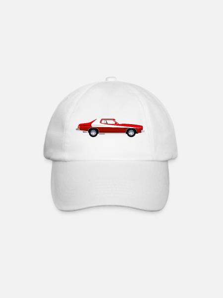 Rotes Retro-Amerikanisches Auto - Baseballkappe - Weiß/Weiß
