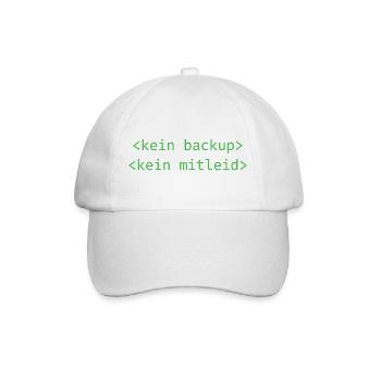 Kein Backup Kein Mitleid - Baseballkappe - Weiß/Weiß - Vorne