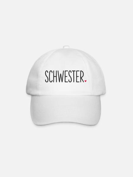 Schwester ❤️ – Liebevolles Textdesign - Baseballkappe - Weiß/Weiß