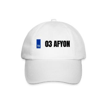 03 Afyon Kennzeichen | Türkisches Kennzeichen - Baseballkappe - Weiß/Weiß - Vorne