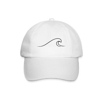 Minimalistische Welle mit einer Linie gezeichnet - Baseballkappe - Weiß/Weiß - Vorne