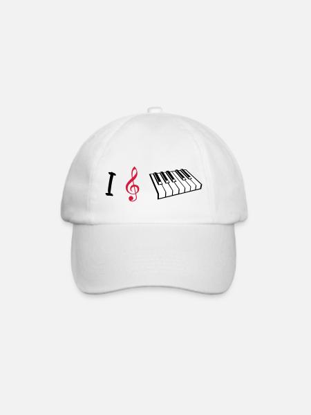 I love Piano, Klavier - Baseballkappe - Weiß/Weiß