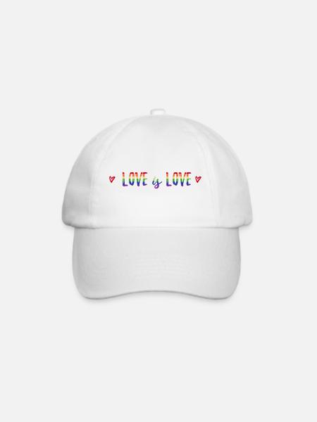 Love is Love Herz cooler Spruch gay pride LGBT - Baseballkappe - Weiß/Weiß