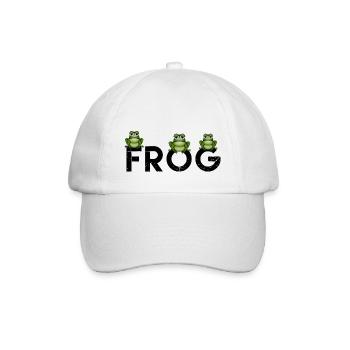 grüner Frosch, Frosch, Frosch Hoodies, Frosch T Shirts, f - Baseballkappe - Weiß/Weiß - Vorne