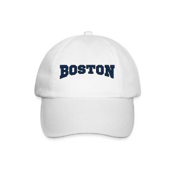 Boston Blockschrift Logo - Baseballkappe - Weiß/Weiß - Vorne