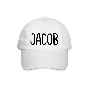 Jacob Custom Name Schriftart Text Geburtstag - Baseballkappe - Weiß/Weiß - Vorne