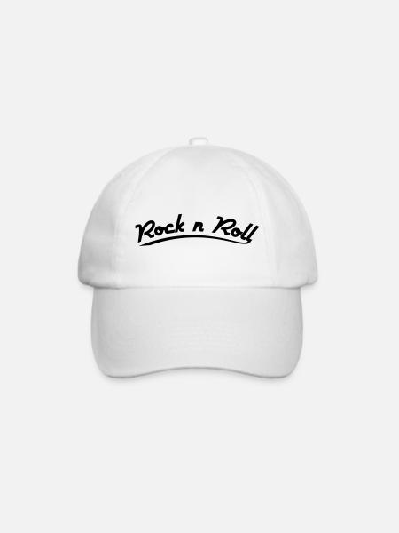 rock n roll design retro vintage style - Baseballkappe - Weiß/Weiß