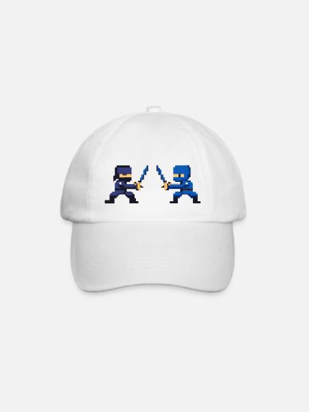 PixelArt, Ninja Fight - Baseballkappe - Weiß/Weiß