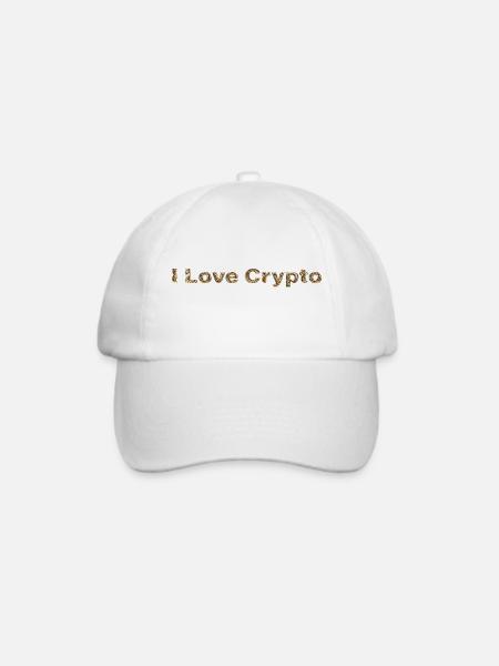 I Love Crypto Gold Frontprint - Baseballkappe - Weiß/Weiß